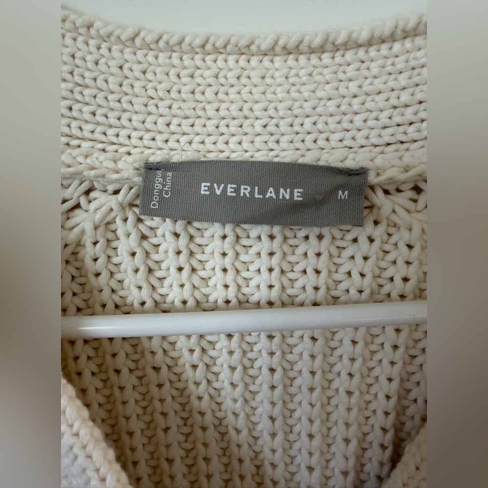 Everlane The Texture Cotton Cardigan Ivory Women’s Size M Cotton Blend button up - Picture 12 of 16